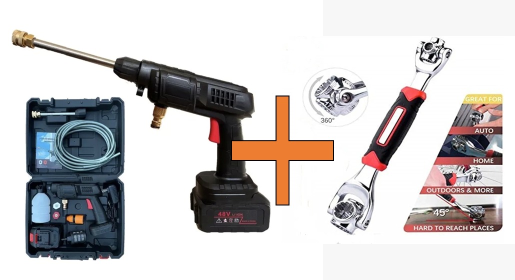 Hidrolavadora Portátil + llave 48 en 1